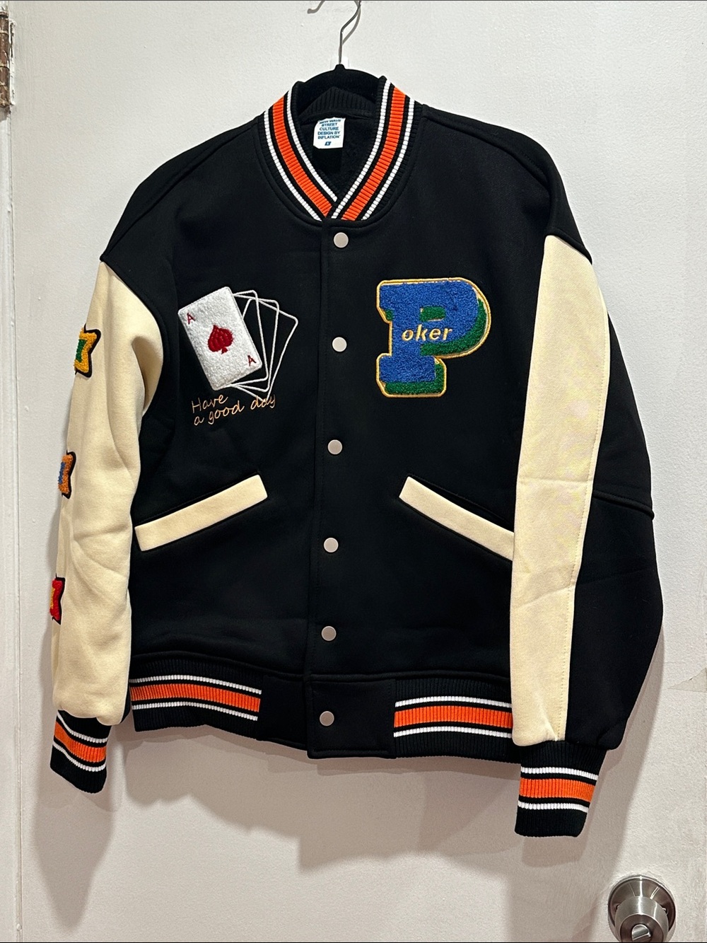 Inflation Streetwear Poker Embroidery Varsity Lucky Jacket
